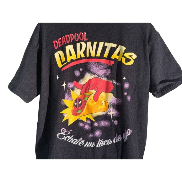 Marvel Deadpool Carnitas Shirt Men Large Graphic Short Sleeves Black Crewneck - Picture 4 of 5